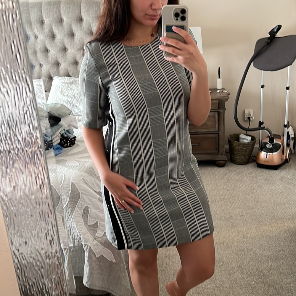 ZARA Plaid Mini Dress with Side Stripe - Size L